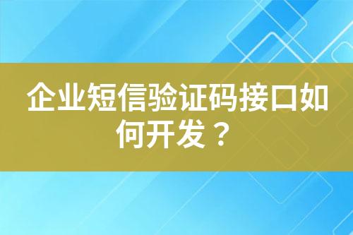 企業(yè)短信驗證碼接口如何開發(fā)？