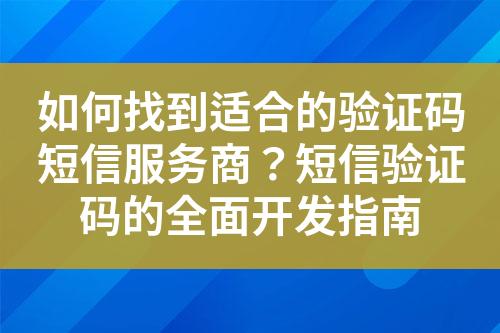 如何找到適合的驗證碼短信服務商？短信驗證碼的全面開發指南
