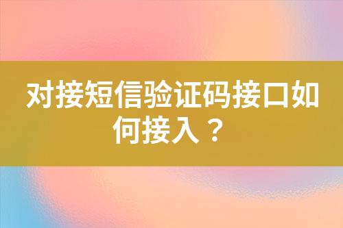對接短信驗證碼接口如何接入？