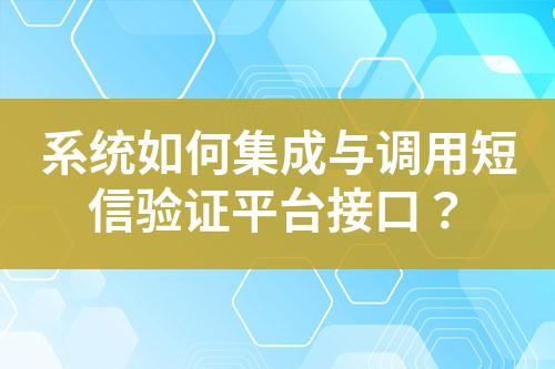 系統(tǒng)如何集成與調(diào)用短信驗(yàn)證平臺(tái)接口？