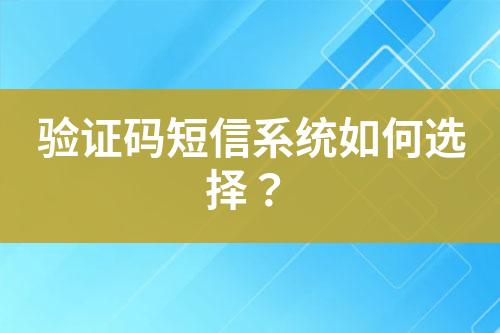 驗(yàn)證碼短信系統(tǒng)如何選擇？